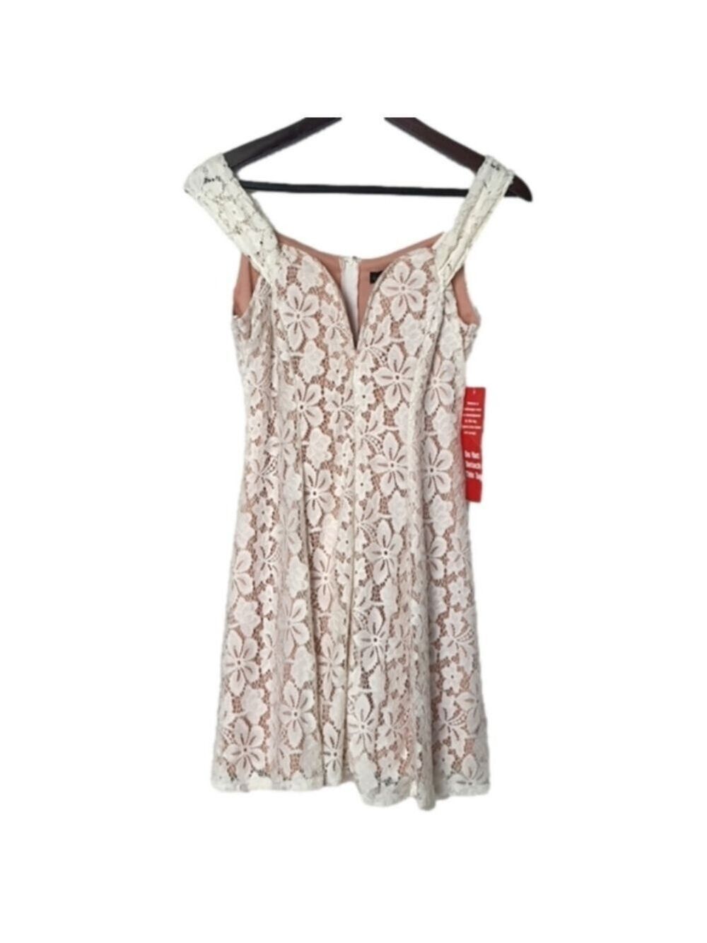 City Triangles Cream Lace Mini Dress